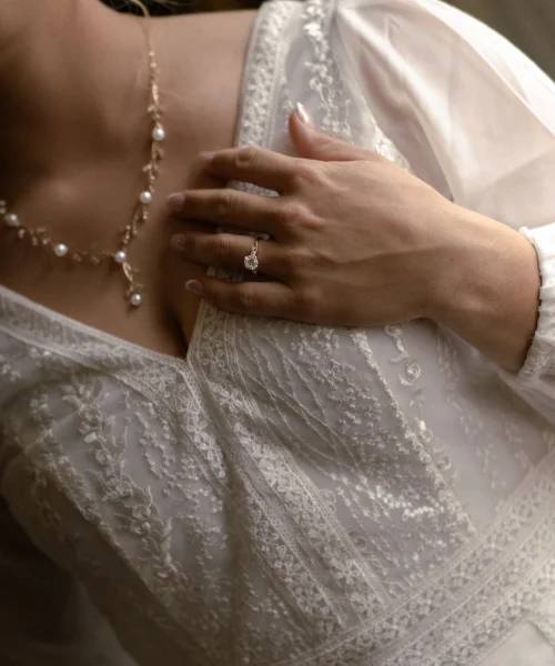 Detail shot of bride's dress